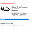 thumbnail image 2 of Right Passenger Side Mirror - Compatible with 2010 - 2013 Mazda 3 2011 2012, 2 of 2