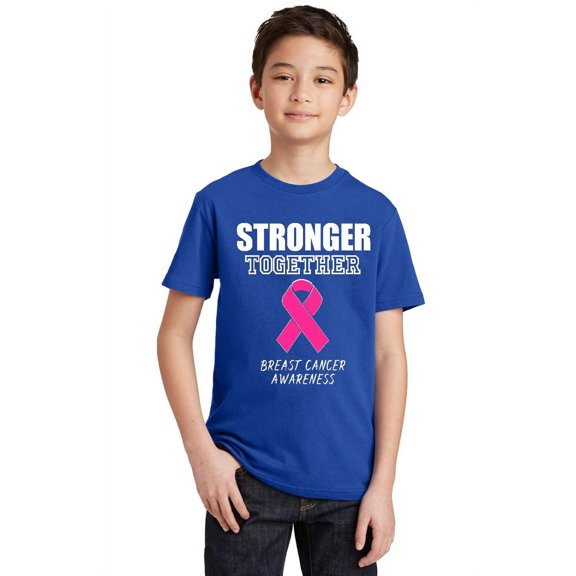 Promotion & Beyond Stronger Together Breast Cancer Awareness Youth T-shirt, Youth M, Royal