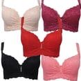 thumbnail image 4 of HEVIRGO Women Adjustable Push Up Side Gathering Furu Lace Bra Shaping Underwear,Light Pink 40D, 4 of 10
