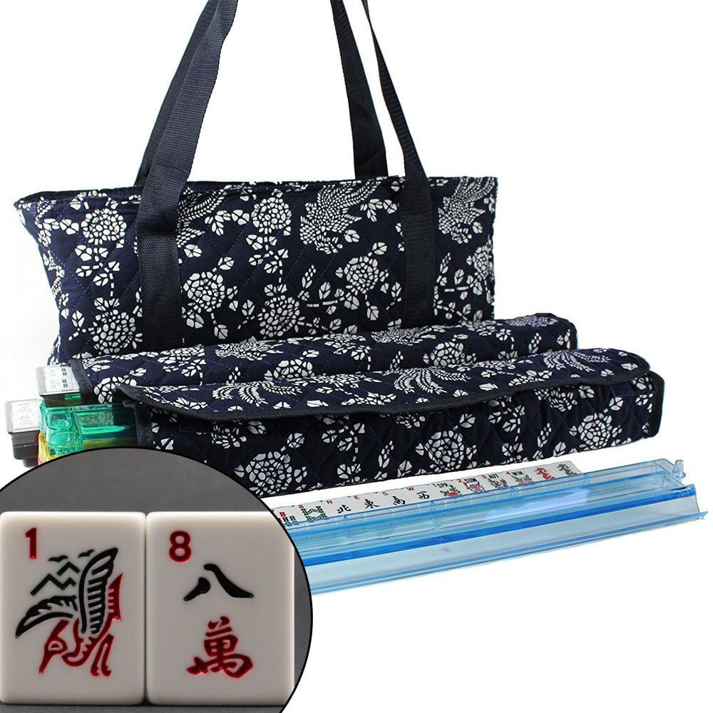 166 Tiles American Mahjong Set Blue Phoenix Soft Bag 4 Color Pushers