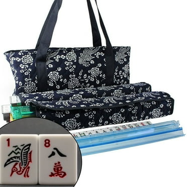 XXXXX 166 Tiles American Mahjong Set Blue Phoenix Soft Bag 4 Color Pushers/Racks Easy Carry Western Mahjongg