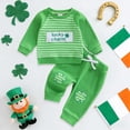 thumbnail image 2 of mgoYE Baby Boy Clothes 12 Months Toddler Baby St Patrick Day Outfit Clover Embroidery Striped Long Sleeve Sweatshirt and Pants Set(Green,12-18 Months), 2 of 8