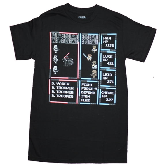 Star Wars Mens T-Shirt - 8-Bit Role Playing Style Image (Small)