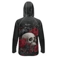 thumbnail image 2 of SEANATIVE Men's UV Protection Sun Hoodie Long Sleeve Fishing Tops Hiking Running Shirt Multi-Use Outdoor Sports Casual Top Summer Fall Outfits for Men, S, Skull Crow Rose Red Black, 2 of 7