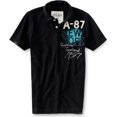 thumbnail image 1 of Aeropostale - Polo de rugby con bordado vertical para hombre, color negro, XXL, 1 of 1