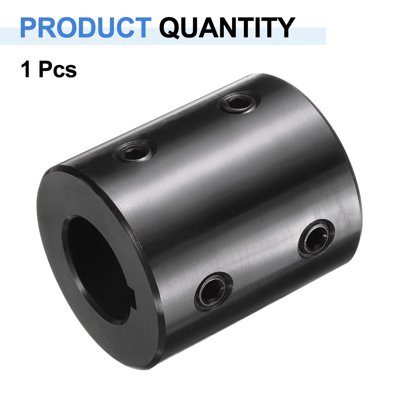 Uxcell Shaft Coupling, 7/8" Bore 1-3/4" OD 2" Length Black Oxide Plated Steel Rigid Coupling for 3D Printers Motor Wheel(4 Set Screws)
