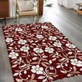 thumbnail image 3 of Red Flower Washable Area Rug 3 x 5 ft Country Retro Pastoral Floral Leaf Pattern , Soft Non Slip Rugs Stain Repellent Indoor Felt Carpet for Living Dining Room Bedroom Home Office, 3 of 9