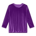 thumbnail image 7 of Hearthz Velour Tops for Women Casual Crew Neck Ladies 3/4 Length Sleeve Tops Loose Basic Shirt Velour Blouse Solid Holiday Party Outfits, 7 of 7