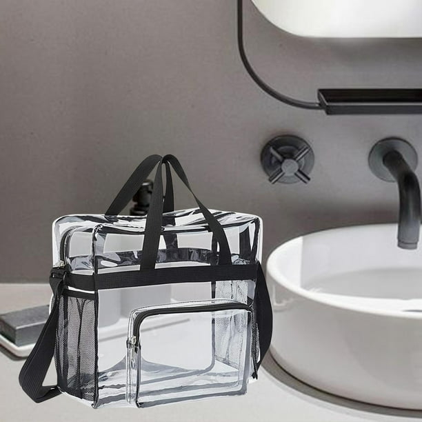 PVC Tote Bag with Side Pockets Portable Clear Bag for Camping Concert Hiking Black Walmart