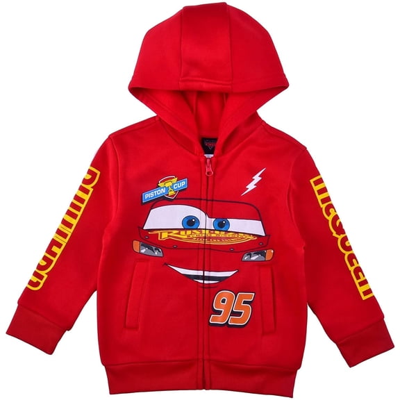 Disney Cars Lightning McQueen Long Sleeve Fleece Zip-Up Hoodie (Boys), Sizes 2T-10