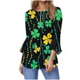thumbnail image 3 of lcziwo Women St. Patrick Day Green Shamrock Tee Shirt 2025 Trendy Henley Shirts Loose Fit Button Down Tunic T Shirts Gifts for Mom Del Dia Green XXL, 3 of 6