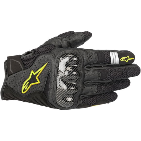 Alpinestars Black/Flo Yellow Sz M Alpinestars SMX-1 Air V2 Vented Leather Motorcycle Glove Black | Yellow Medium