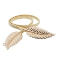 thumbnail image 3 of Women Metal Leaves Elastic Stretch Waist Belt Strap Cummerbund Waistband, 3 of 8
