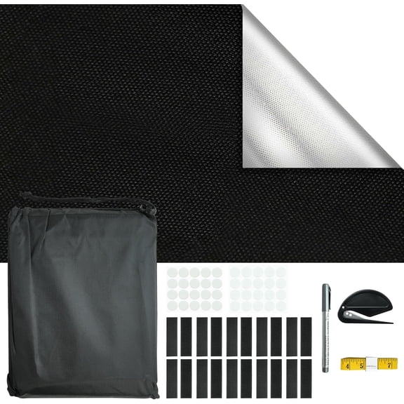 Jimin 118"x57" Portable Blackout Curtains for Bedroom, Blackout Blinds with Accessories, DIY to Cut Travel Temporary Black Out Window Shades, Black Out Window Cover for Baby Nursery, TV Room
