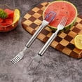 thumbnail image 4 of JilgTeok 4 Packs 2-in-1 Stainless Steel Watermelon Slicer Fruit Cutter Slicers Tool Portable Watermelon Windmill Cutter with Fork for Home Kitchen Gadget and Summer Parties, 4 of 8