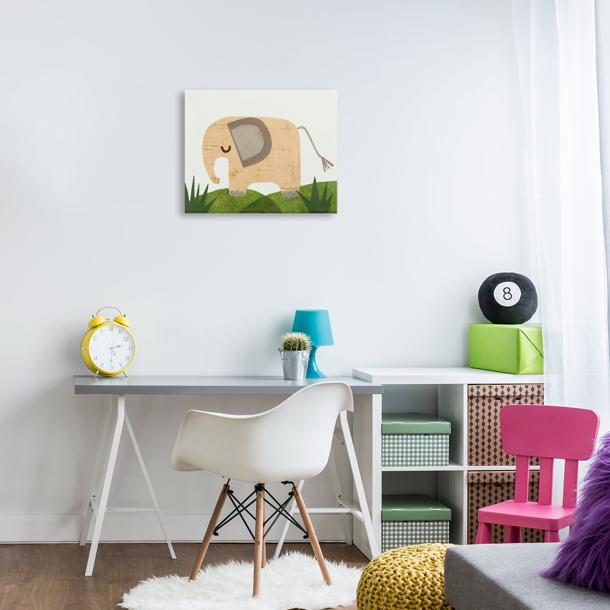 Stupell Industries Cozy Corner Elephant Animals & Insects Painting Gallery Wrapped Canvas Art Print Wall Art, 20 x 16
