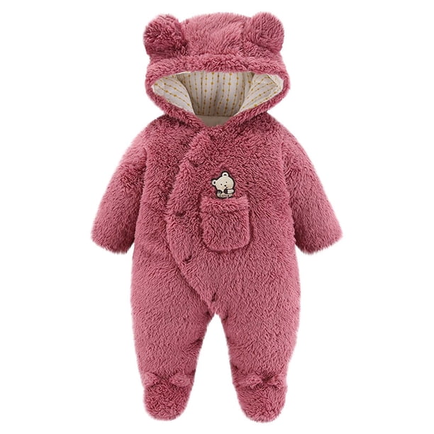 Bebé Oso De Dibujos Animados Canastilla Onesies Niñas Niños Ropa De Abrigo De Invierno Orejas De Animales Mamelucos En General Mono Con Capucha Odeerbi LM103-3244