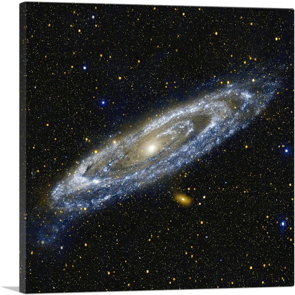 ARTCANVAS Andromeda Spiral Galaxy in Blue Square Hubble Telescope Canvas Art Print - Size: 18" x 18" (0.75" Deep)