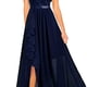 thumbnail image 2 of Vestido de noche para mujer, largo, elegante, de encaje, para cóctel, liso, largo, cuello redondo, manga media, vestido de novia con cremallera, vestido de novia, vestido de dama de honor, 2 of 5
