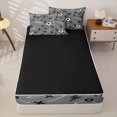 thumbnail image 4 of Homewish Soccer GOAL Zipper Full Size Comforter Sets with Fitted Sheet and 2 Pillowcases, Gray Stripes Zipper Bedding Set for Boys and Girls, Black Reversible, 4 Pieces, 4 of 6
