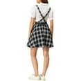 thumbnail image 4 of INSPIRE CHIC Women's Skirt Plaid Pleated Tartan Overall Elastic Waist Suspender Mini Skirt XL Black, 4 of 9
