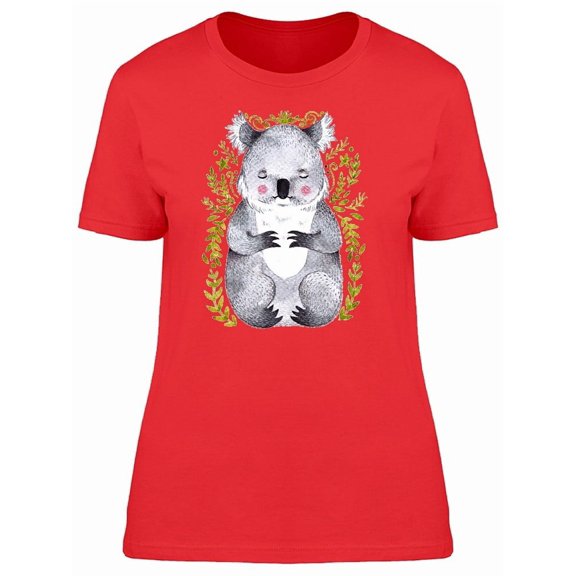 Watercolor Koala With Leaves Tee Women's -Image by Shutterstock