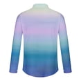 thumbnail image 5 of biudgviw Mens Button Down Shirt Gradient Print Lapel Long Sleeve Hawaiian Beach Top Fashion Casual Curved Hem Dress Shirt, 5 of 5