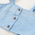 thumbnail image 4 of Toddler Baby Girl Solid Color Ruffle Sleeveless Button Down Halter Tank Crop Tops and Pants Outfits Yellow 1-2 Years, 4 of 6