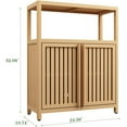 thumbnail image 2 of Bamboo Bathroom Storage Cabinet Furniture, Bathroom Floor Cabinet with 2 Shutter Doors and Open Shelf, Freestanding Storage Organizer for Entryway Living Room Dining Room, Natural, 2 of 7