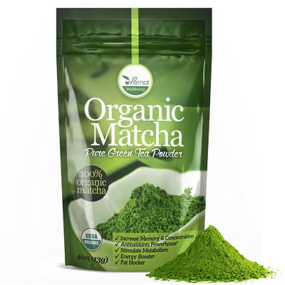 Organic Matcha Green Tea Powder - 100% Pure Matcha (No Sugar Added - Unsweetened Pure Green Tea - No Coloring Added Like Others) 4oz