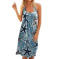 thumbnail image 5 of USSUMA Womens Dresses Vacation, Women's Summer Dresses 2022 Beach Party Colorful Printed Sun Dress Casual Loose U Neck Sleeveless Pleated Short Tank Dresses, 5 of 8