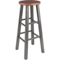 thumbnail image 2 of Home Square 2 Piece Transitional Solid Wood Barstool Set in Rustic Teak and Gray, 2 of 6