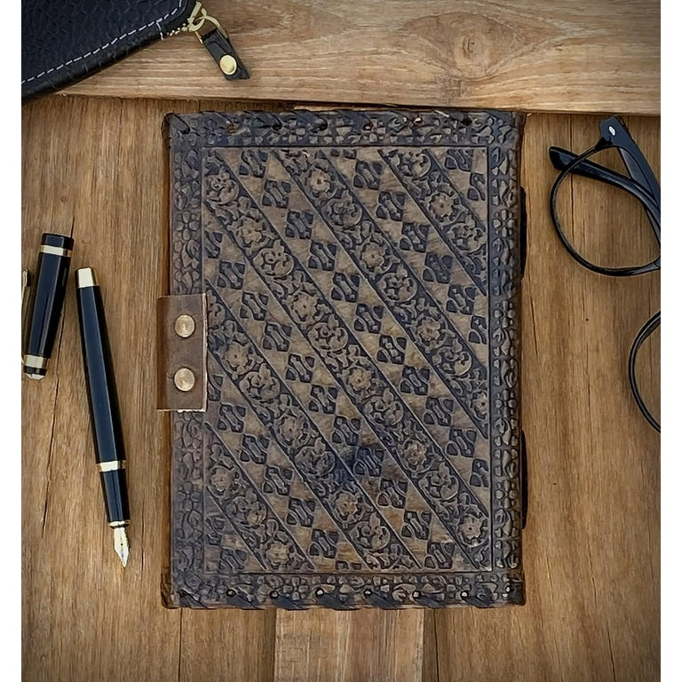 Vintage Leather Journal with Semi Precious Stone, 200 Pages