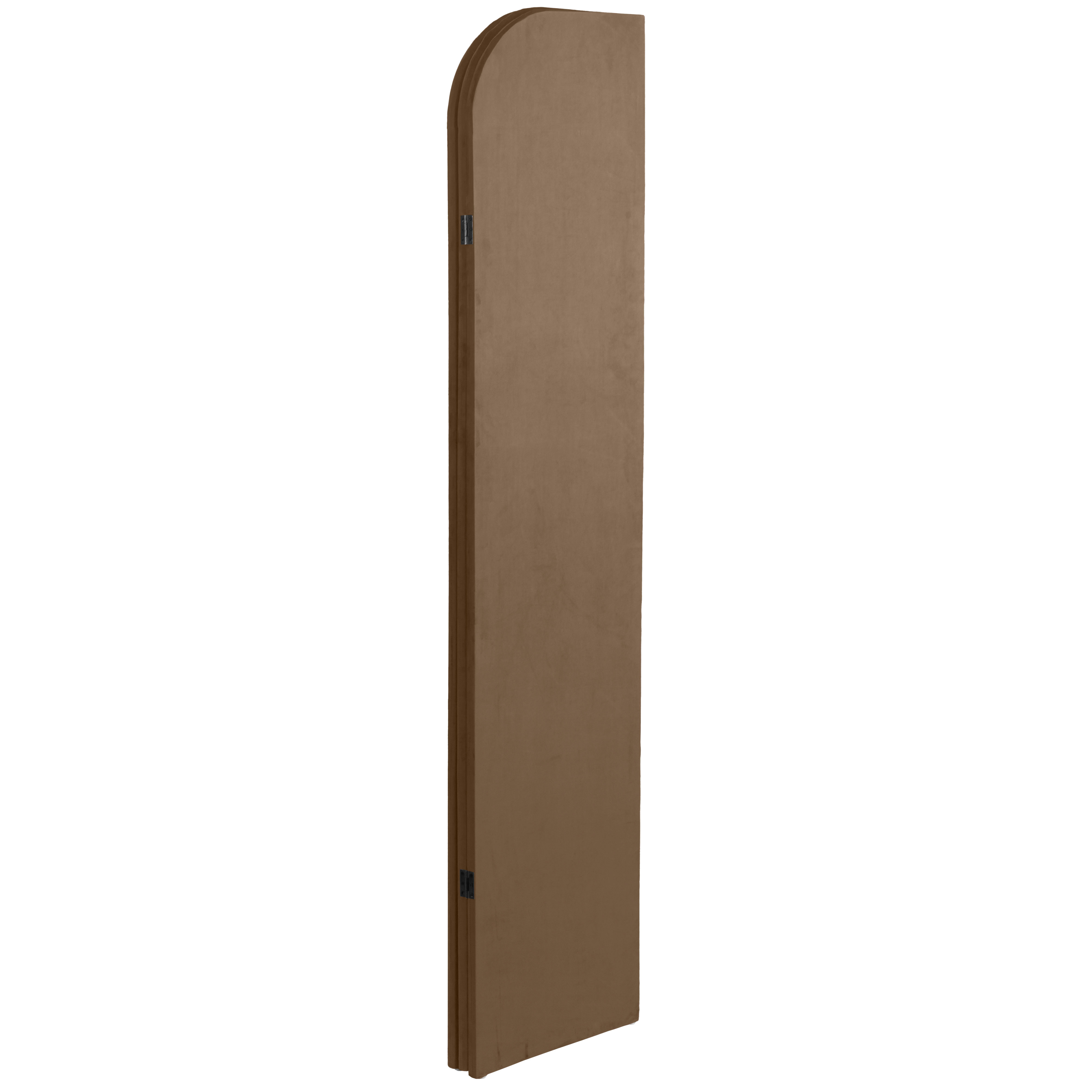 6 ft. Modern Arch Velvet Room Divider Brown 3 Panel