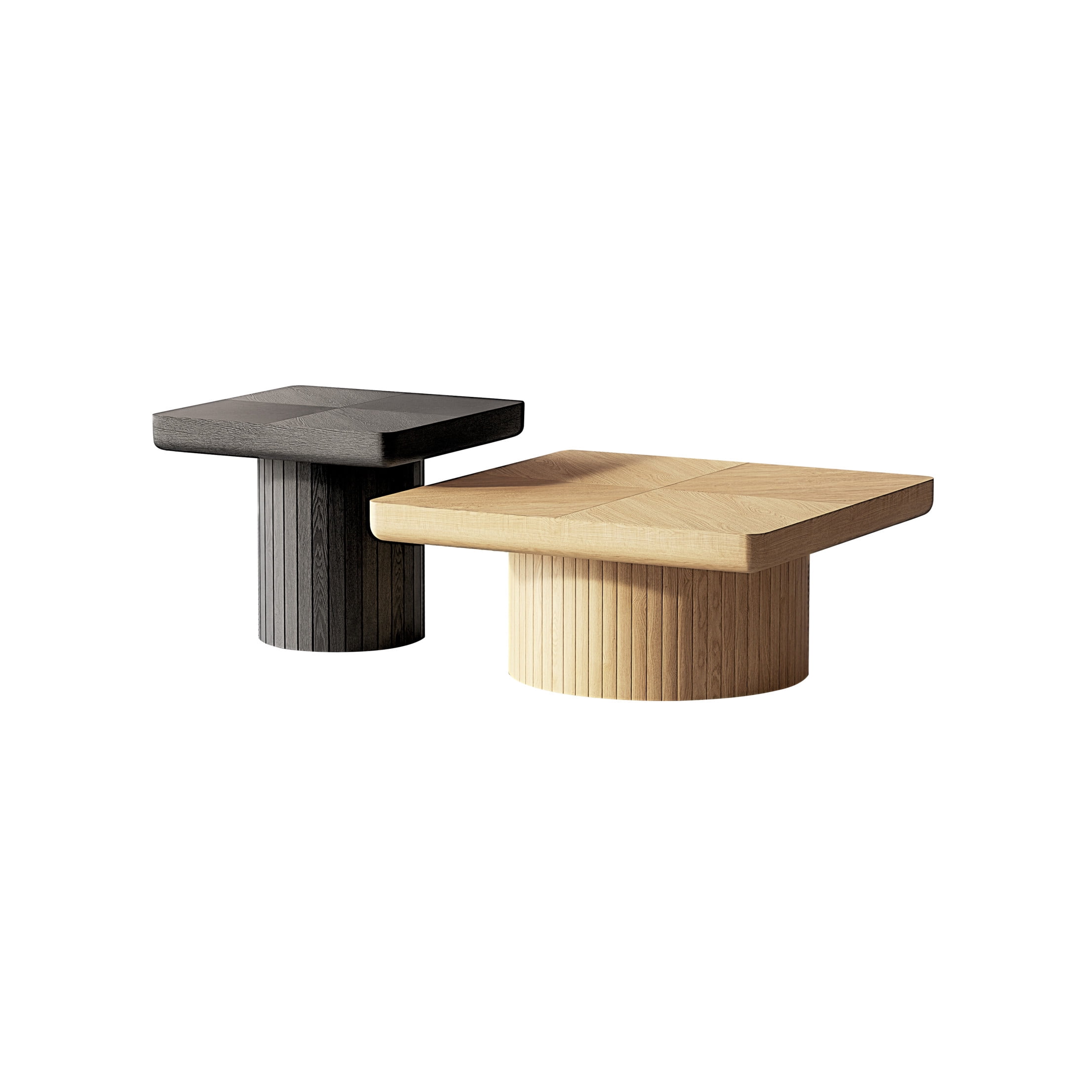 Noble House 2-Piece Nesting Coffee Table, Minimalist Wooden Center Table & Side Table, for Living Room, Black & Natural