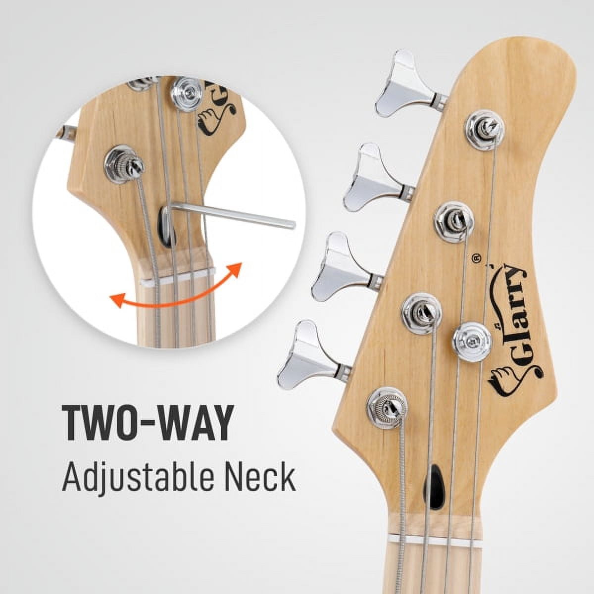 4 String 30in Short Scale Thin Body GB Bass Guitar with Bag Strap Connector Wrench Tool Burlywood