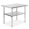 GRIDMANN 36 x 24 Inch Stainless Steel Table w/ Undershelf, NSF Commercial Kitchen Work & Prep Table