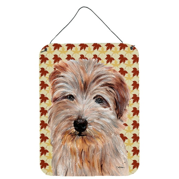 Norfolk Terrier Fall Leaves Wall or Door Hanging Prints