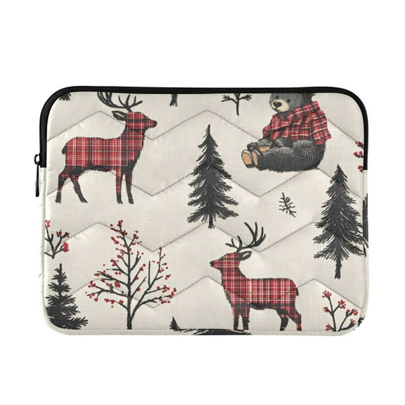 FORMRS 13-13.3 inch Laptop Sleeve Case Soft Carrying Quilted Computer Bag Cover, Beige Christmas Plaid