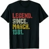 SFNEEWHO T Shirts 40Th Birthday Apparel Vintage Legend Since March 1981 Outfit Premium T-Shirt Tee