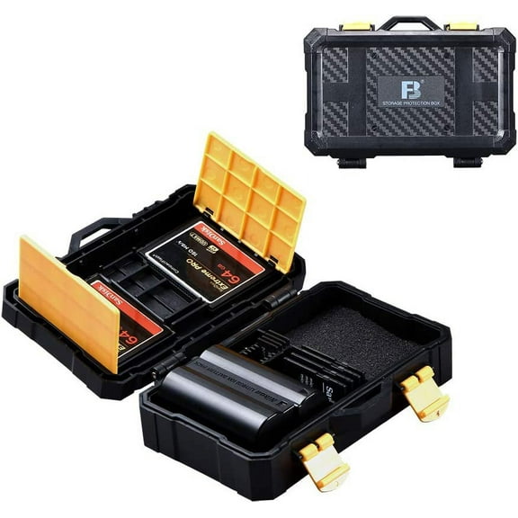 SD Card Holder, XF668 CF Card Holder Waterproof Portable for 9TF Cards, 5SD Cards, 2CF/XQD Cards and 2 Camera B-attery with Hard Protector Case(Black), Photography, Outdoor, Party