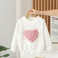 thumbnail image 3 of GYRATEDREAM Toddler Girls Pullover Sweater Comfy Long Sleeve Cable Knit Crewneck Cute Print Daily Wear Jumper Fall Winter for 11-12Y White, 3 of 5