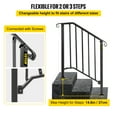 thumbnail image 4 of VEVORbrand Handrail Picket 2 Fits 2 or 3 Steps Outdoor Stair Rail Wrought Iron Handrail, Matte Black, 4 of 10