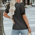 thumbnail image 4 of Chbgutlmr T Shirts for Women Round Neck Lace Short Sleeve Tops Ruched Casual Blouses Summer Fashion, 4 of 7