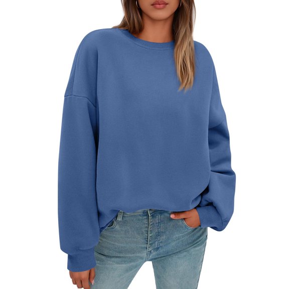 Womens Oversized Sweatshirts Hoodies Fleece Crewneck Sweaters Casual Tops Comfy Fall Fashion Outfits Winter Clothes