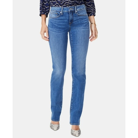 Nydj Marilyn Tummy Control Straight Leg Jeans Blue 10
