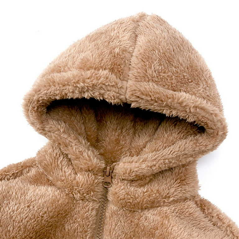 Kids 10 Under Kids Fuzzy Hooded Sweater Toddler Boys Girls Winter Warm Pullover Sherpa Jacket Top for 9 Months 8 Years Save Big