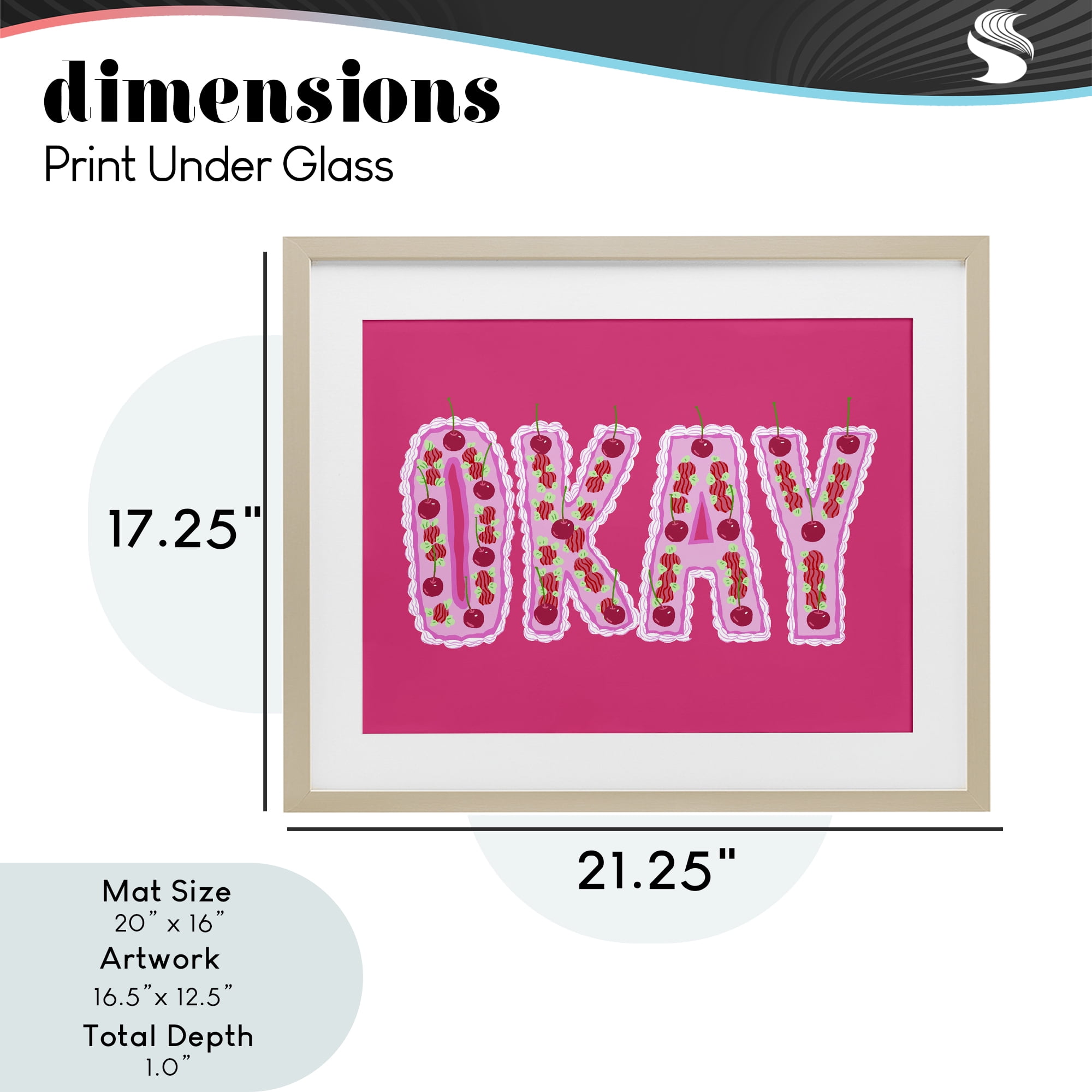 Stupell Industries Okay Cherry Cake Birch Framed Print Under Glass, design by Ziwei Li