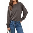 thumbnail image 2 of Blusas de Larga para Mujer, con Cuello Redondo Plisado, Informales, de Negocios, Ropa de Moda. Ceniza de Café XXL, 2 of 6