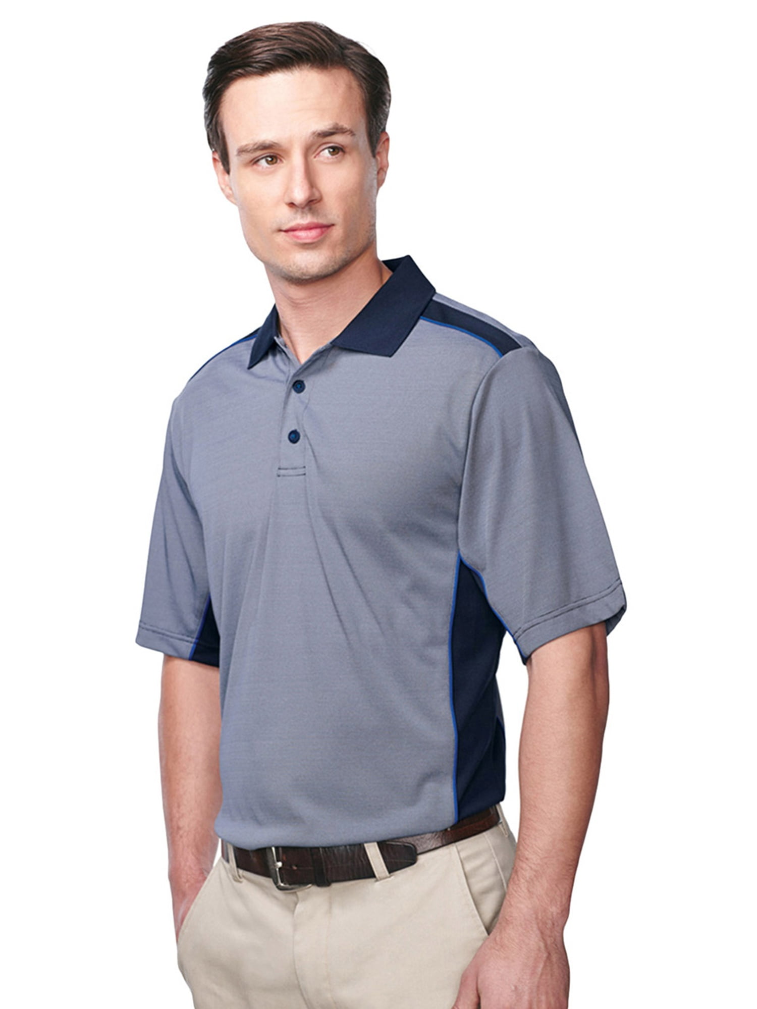 men contrast collar polo shirt